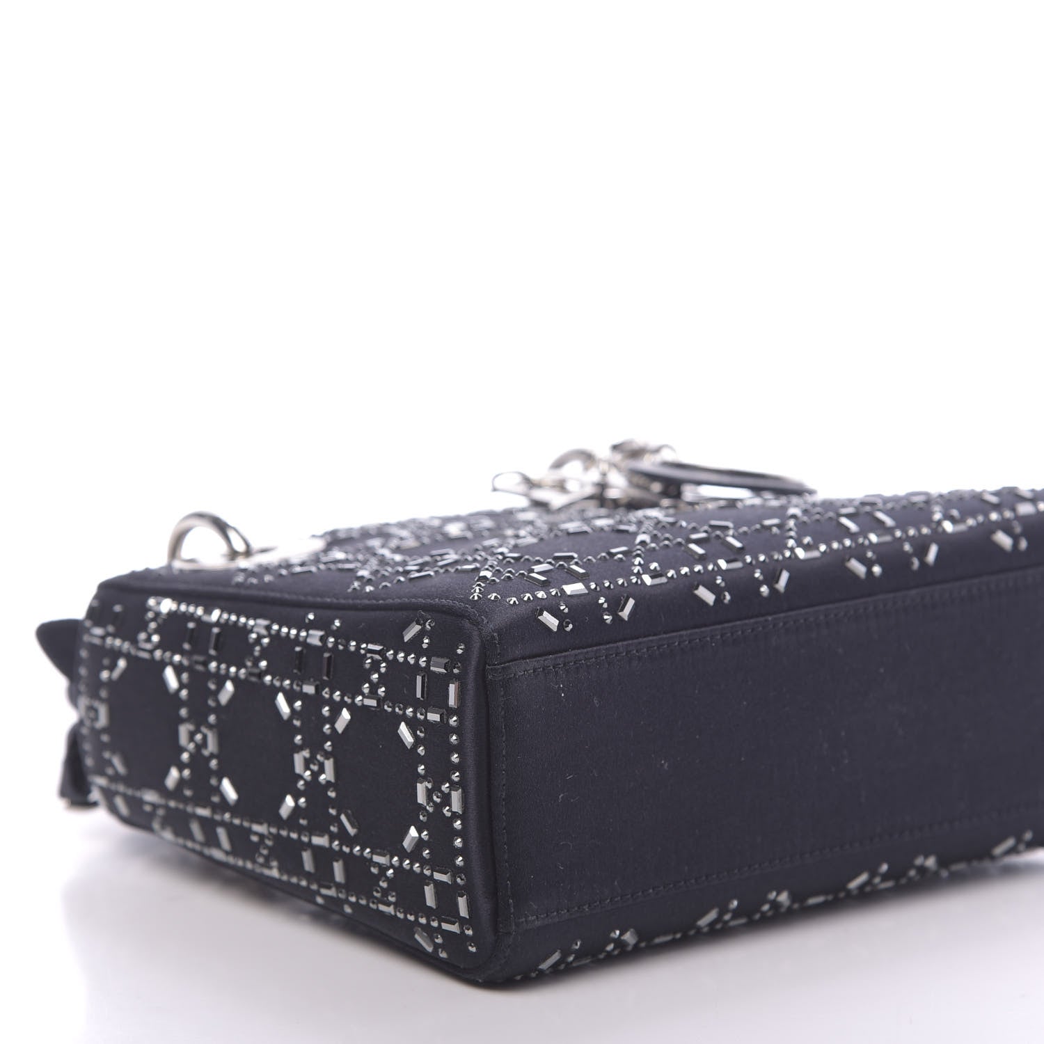 Christian Dior Satin Crystal Cannage Mini Lady Dior Navy 7 of 10