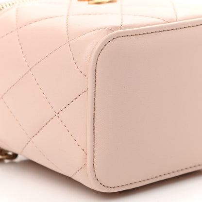 Chanel Lambskin Quilted Pearl Crush Mini Vanity Case With Chain Light Beige 9 of 11