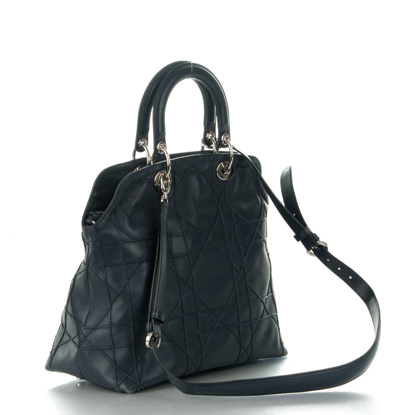 Lambskin Cannage Medium Granville Tote Navy Blue