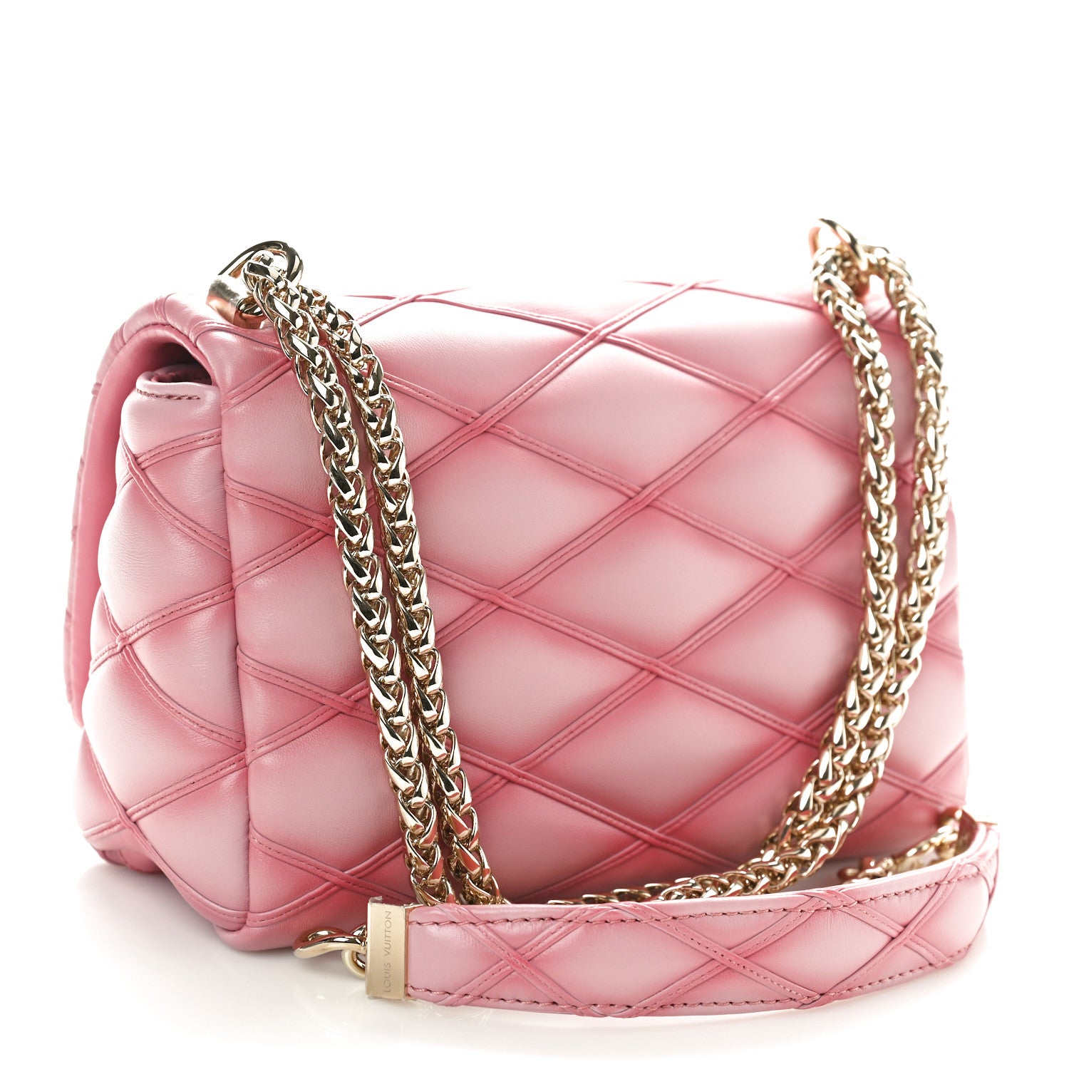 Louis Vuitton Lambskin Malletage Top Handle GO-14 MM Raspberry 4 of 10