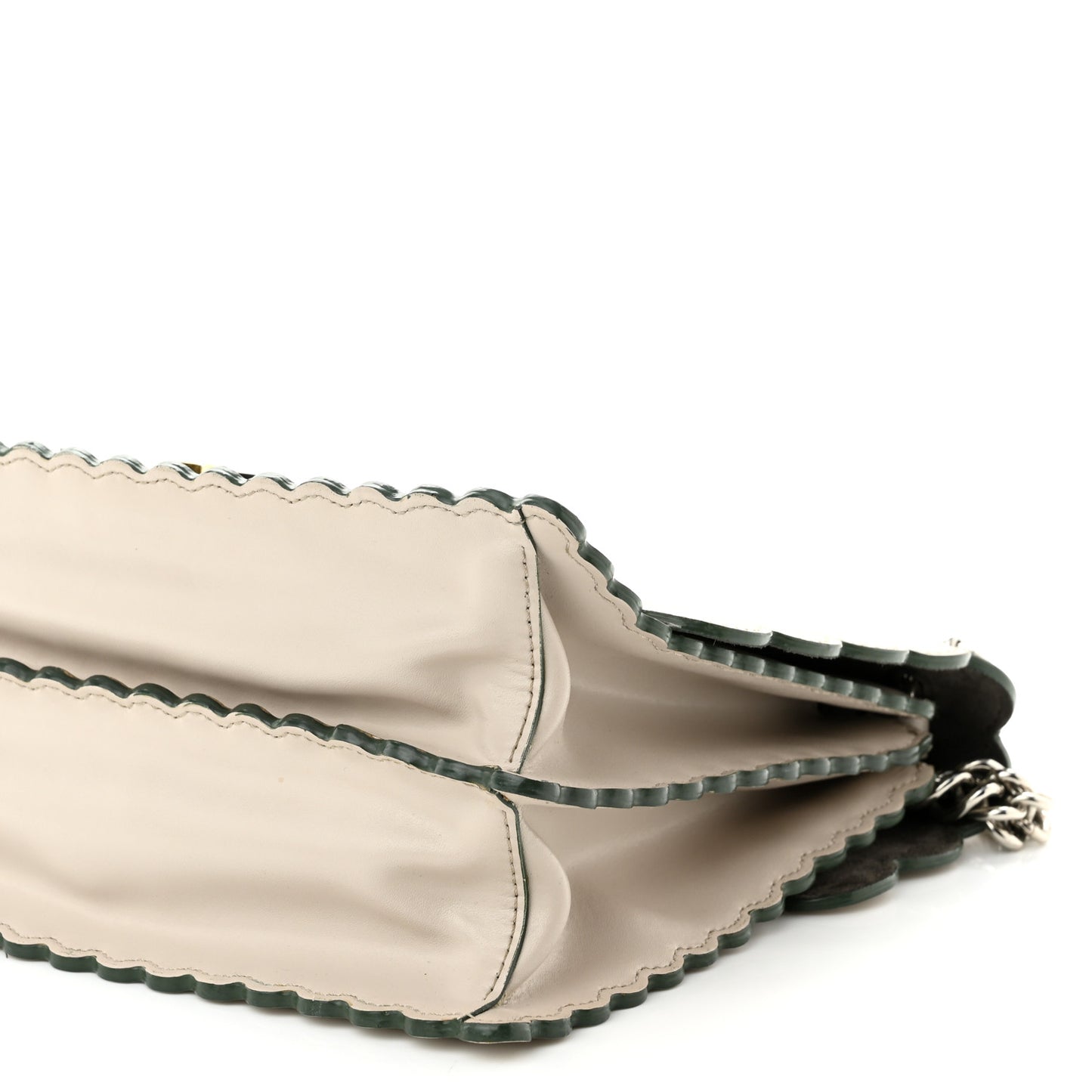 Vitello Liberty Scalloped Studded Kan I Shoulder Bag Grigio Polvere