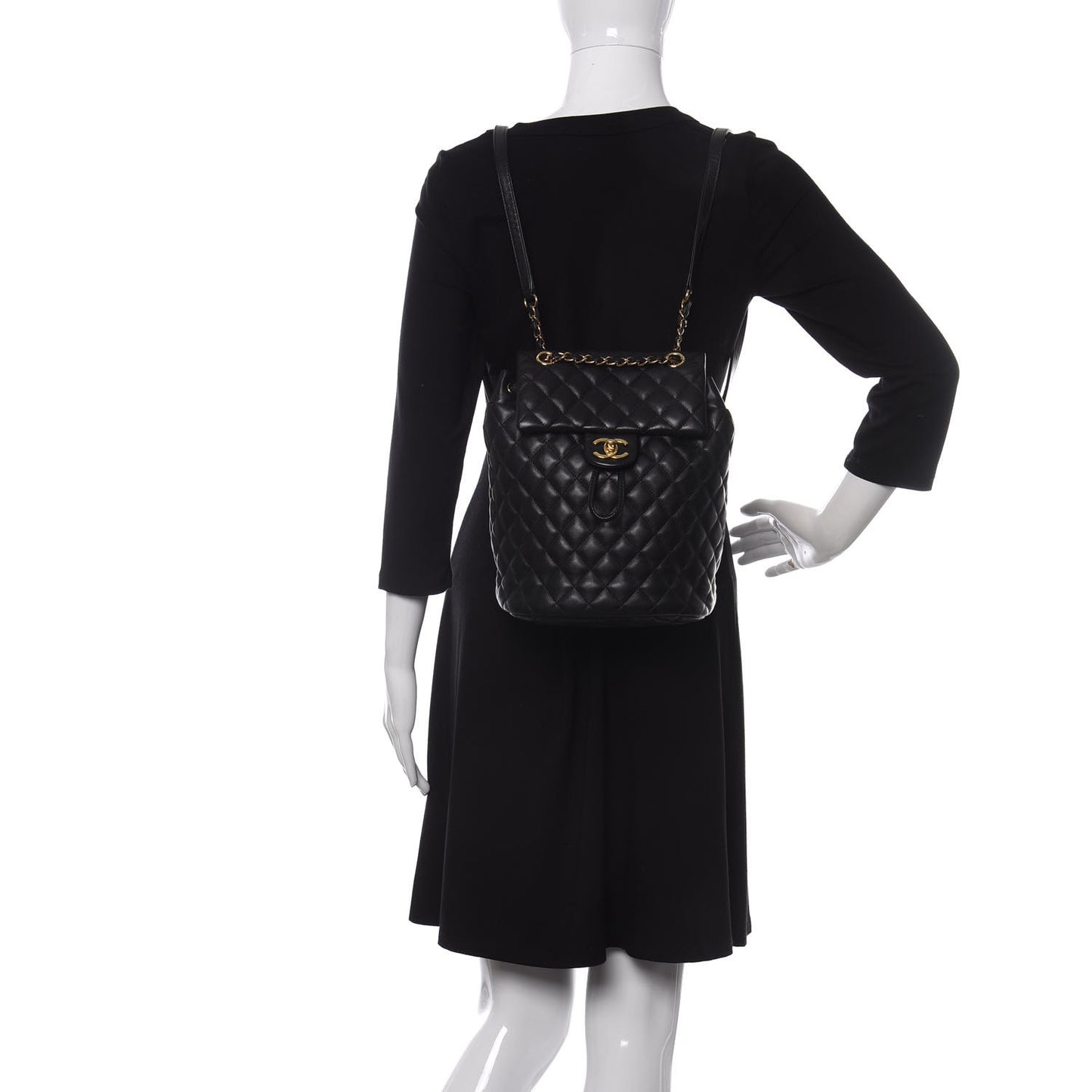 Calfskin Quilted Small Urban Spirit Backpack Black