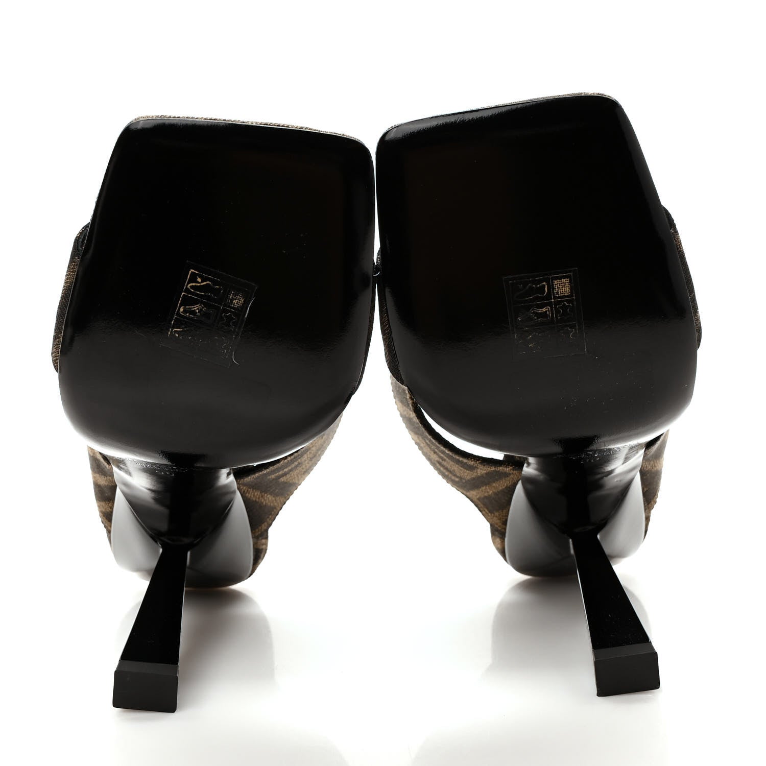 Versace X FENDI Fabric Jacquard Fendace Medusa High Heel Mule Sandals 36 Tobacco Black 5 of 7