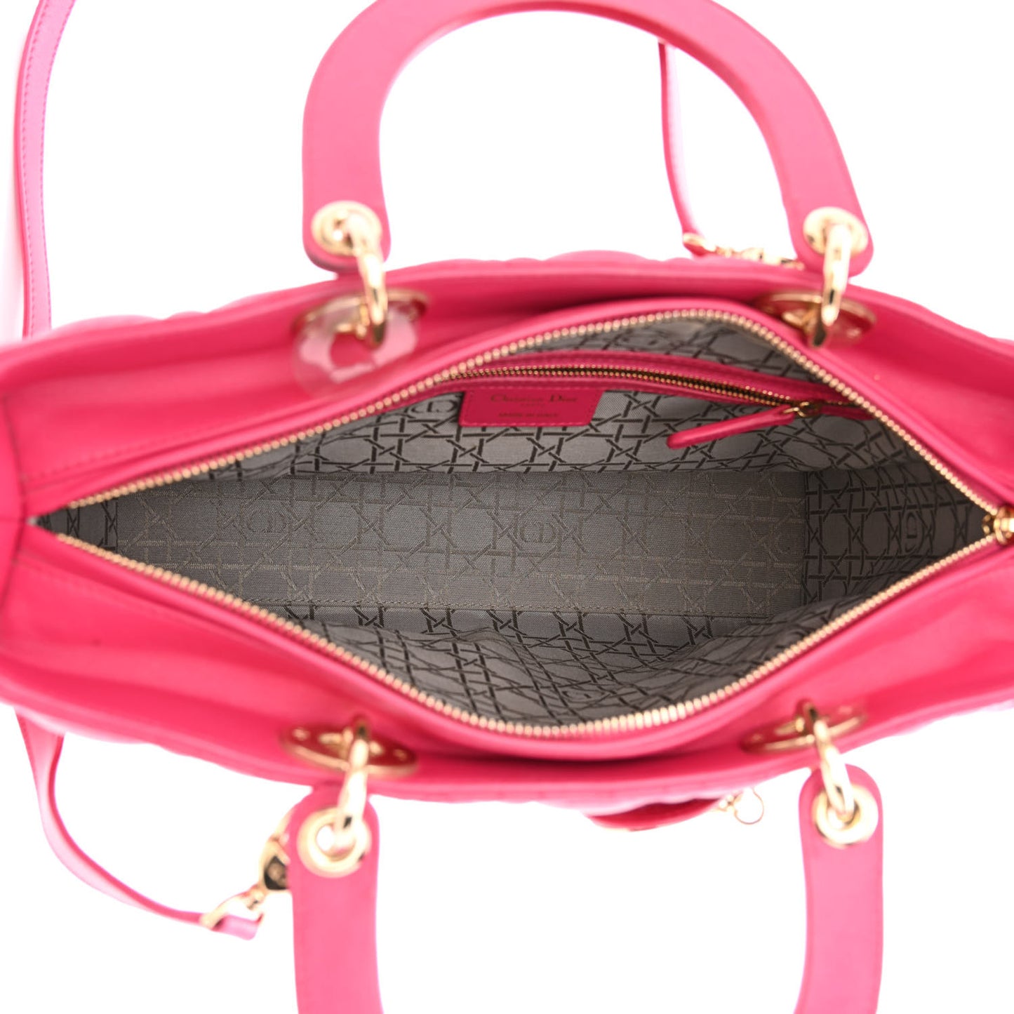 Lambskin Cannage Large Lady Dior Fuchsia