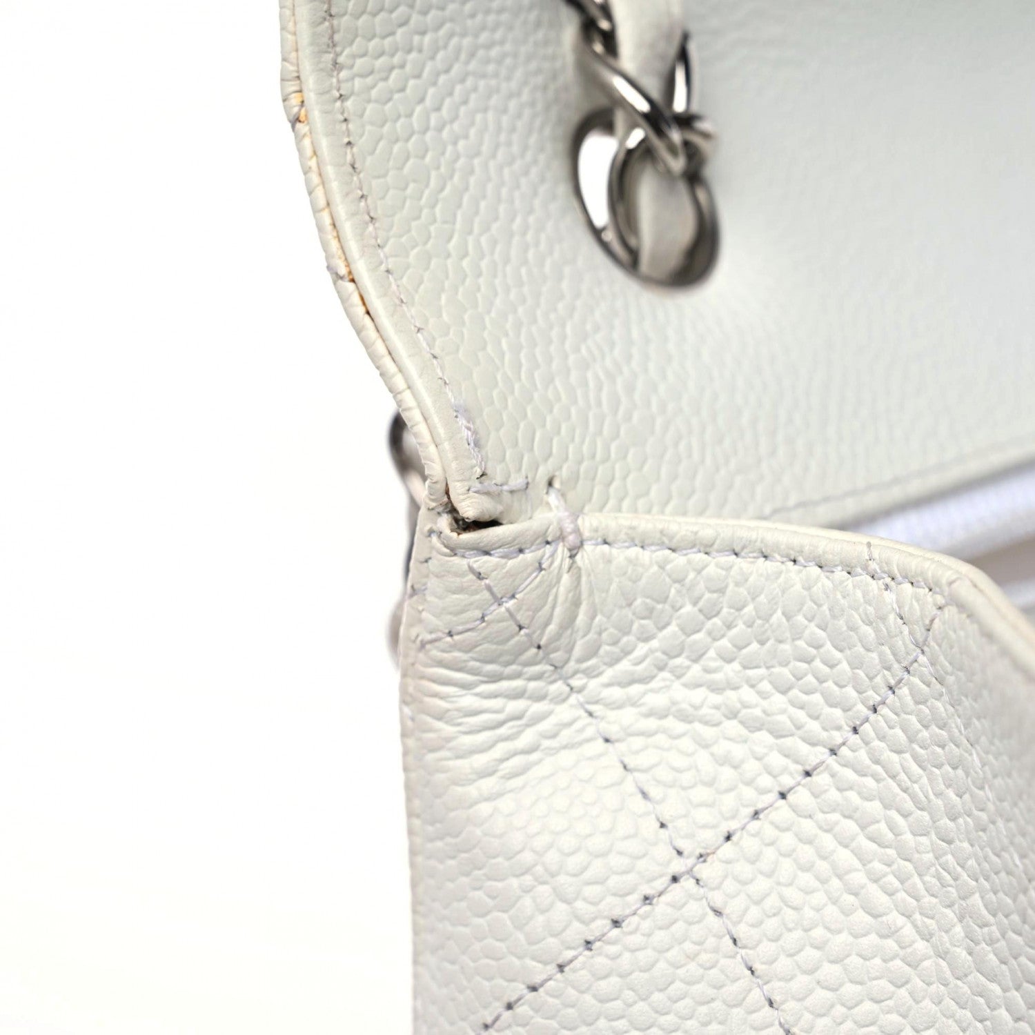 Chanel Caviar Quilted Maxi Single Flap White 16 of 22