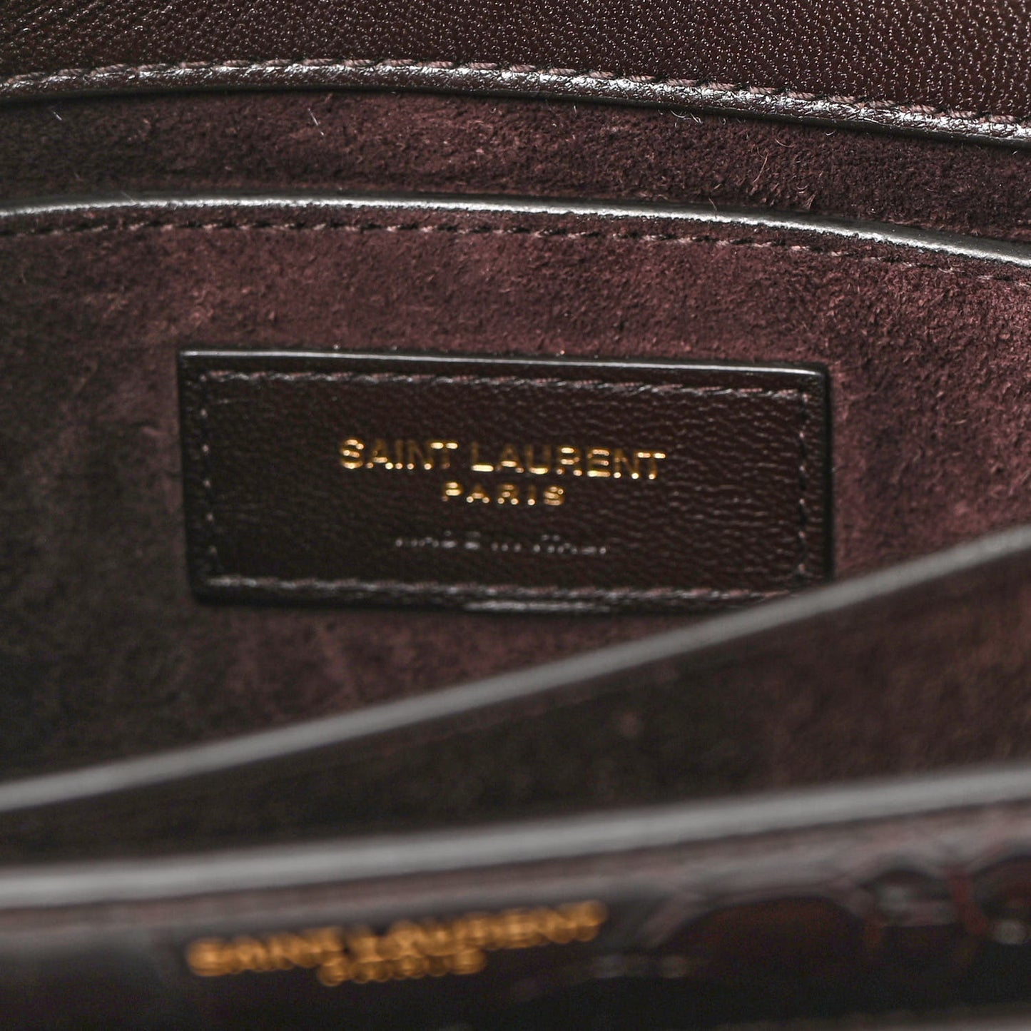 Calfskin Crocodile Embossed Medium Monogram Sunset Brown