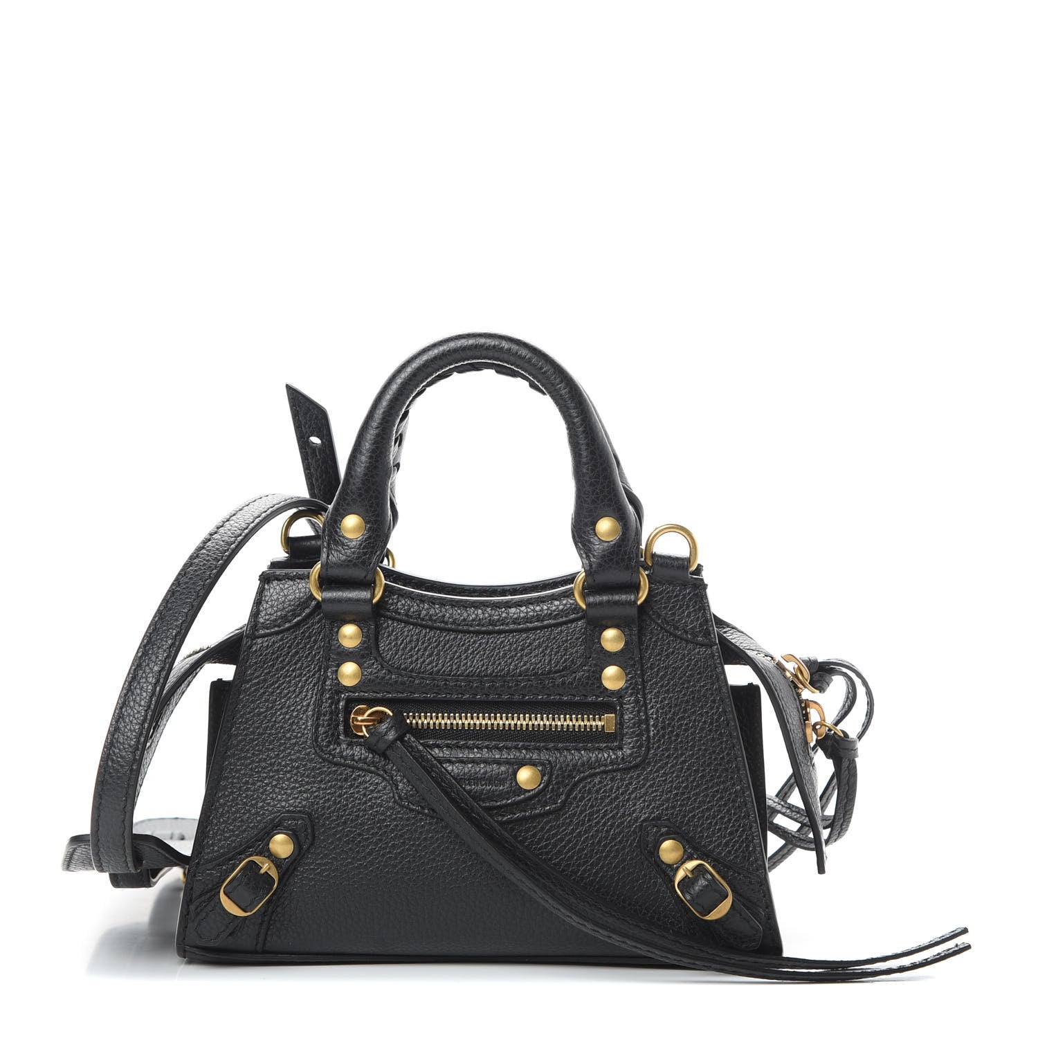 Balenciaga Grained Calfskin Neo Classic Gold Hardware Nano City Crossbody Black 1 of 11