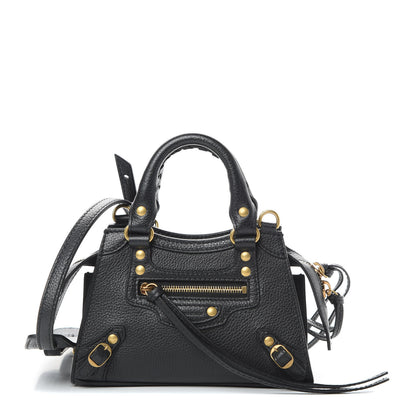 Balenciaga Grained Calfskin Neo Classic Gold Hardware Nano City Crossbody Black 1 of 11