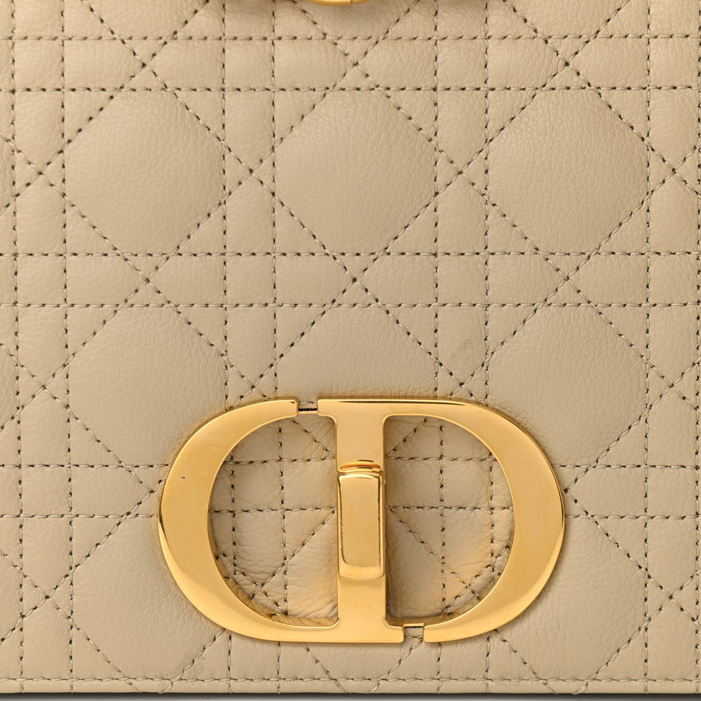 Supple Calfskin Cannage Large Caro Bag Beige