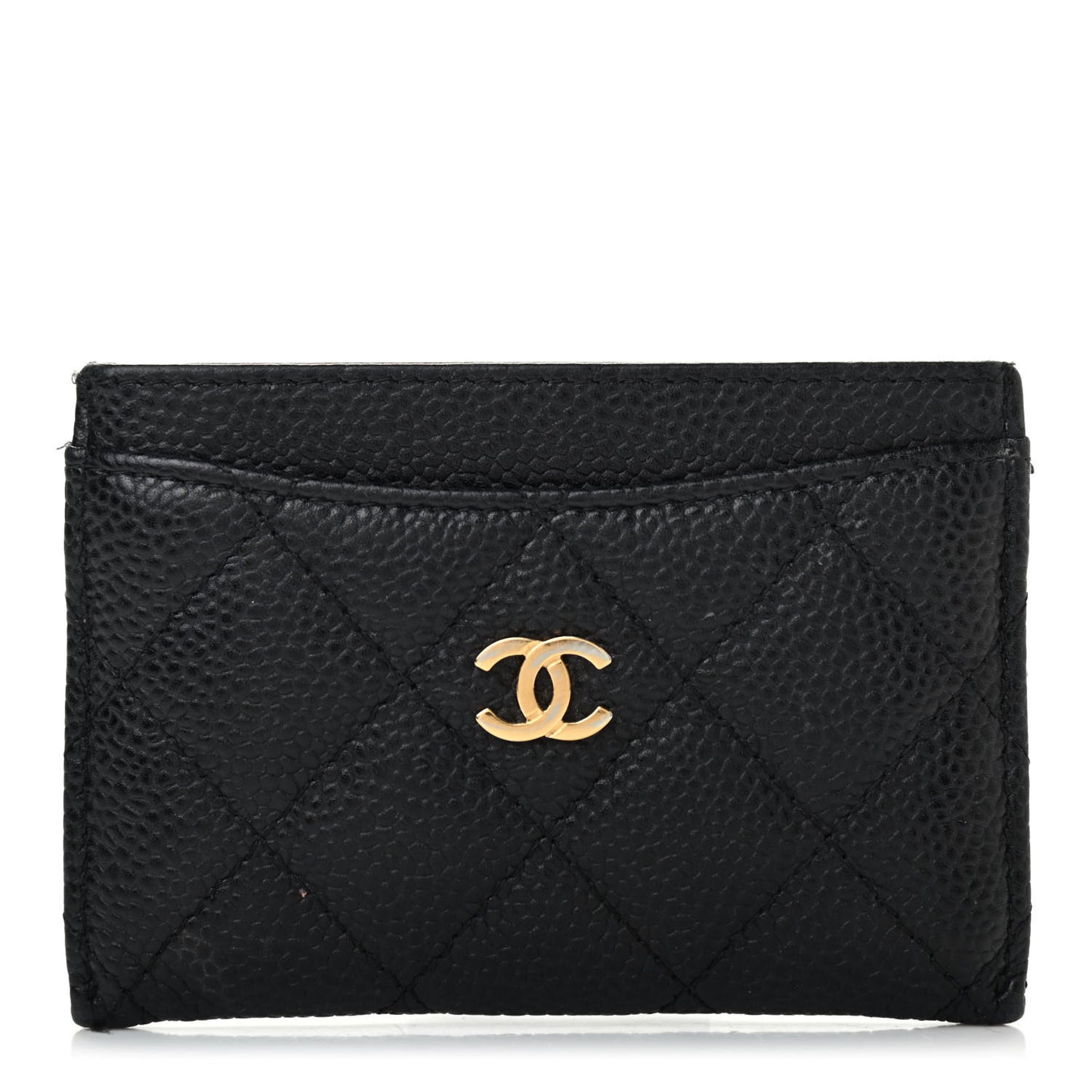Caviar Quilted Card Holder Black