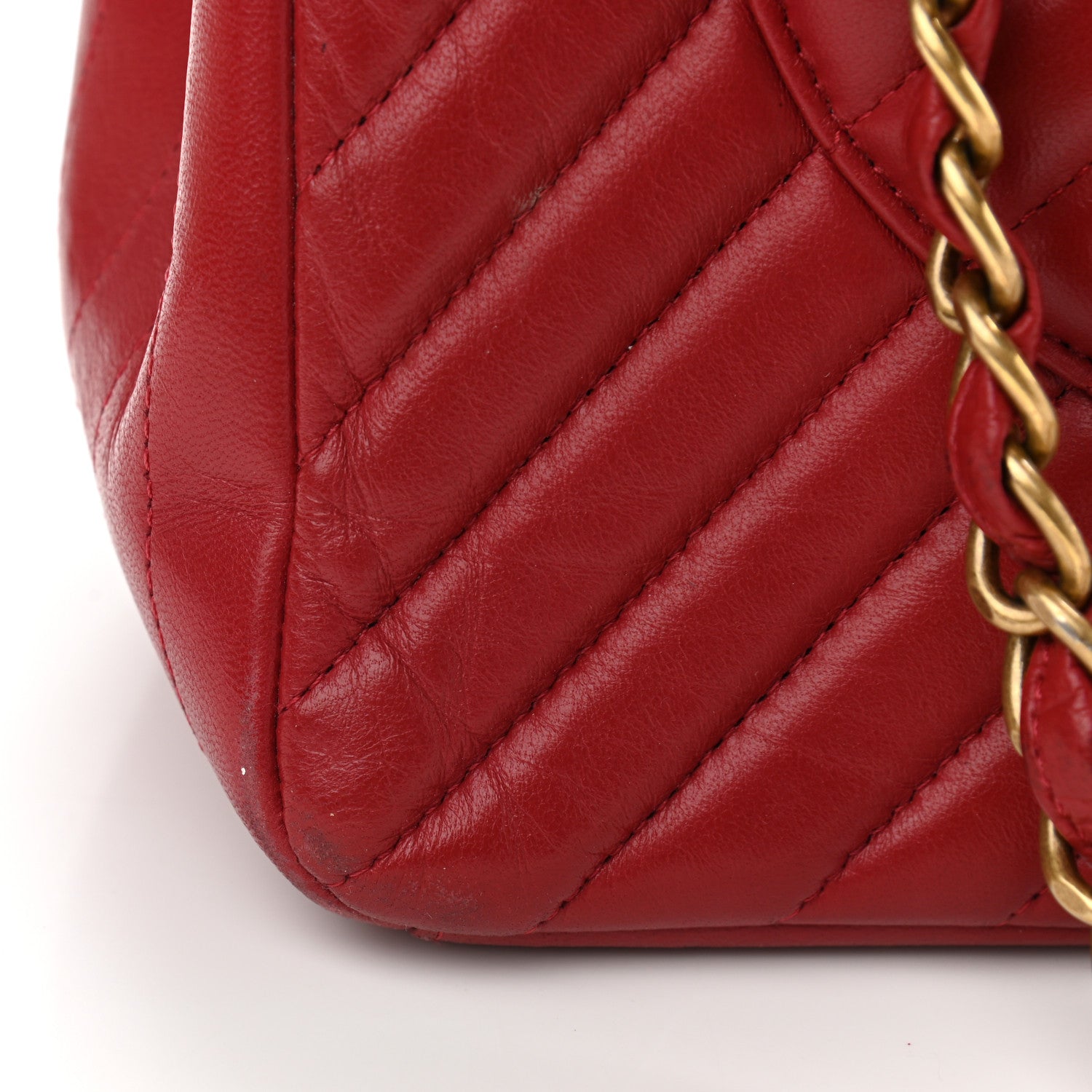 Chanel Lambskin Chevron Quilted Maxi Double Flap Dark Red 12 of 15