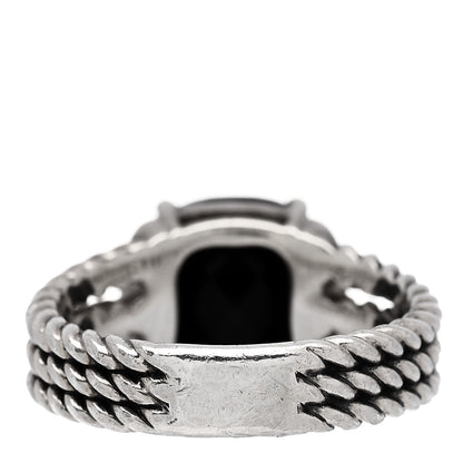 David Yurman Sterling Silver Diamond Black Onyx 10mm Petite Wheaton Ring 51 5.75 4 of 5