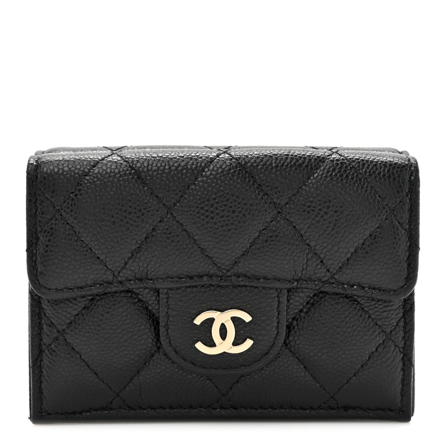 Chanel Caviar Quilted Tri-Fold Flap Wallet Black 1 of 10