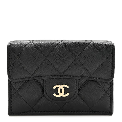Chanel Caviar Quilted Tri-Fold Flap Wallet Black 1 of 10
