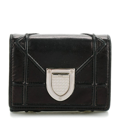 Christian Dior Lambskin Cannage Diorama Compact Wallet Black 1 of 8