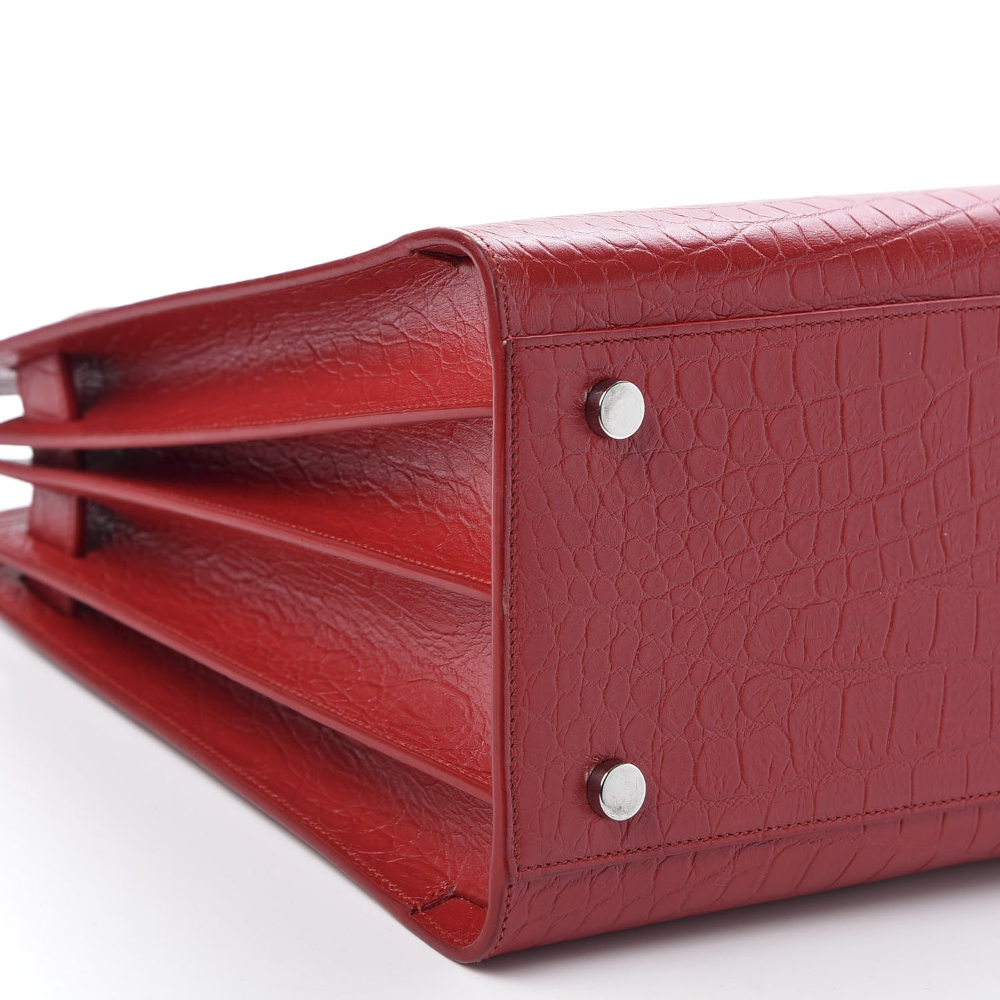 Calfskin Crocodile Embossed Small Sac De Jour Eros Red