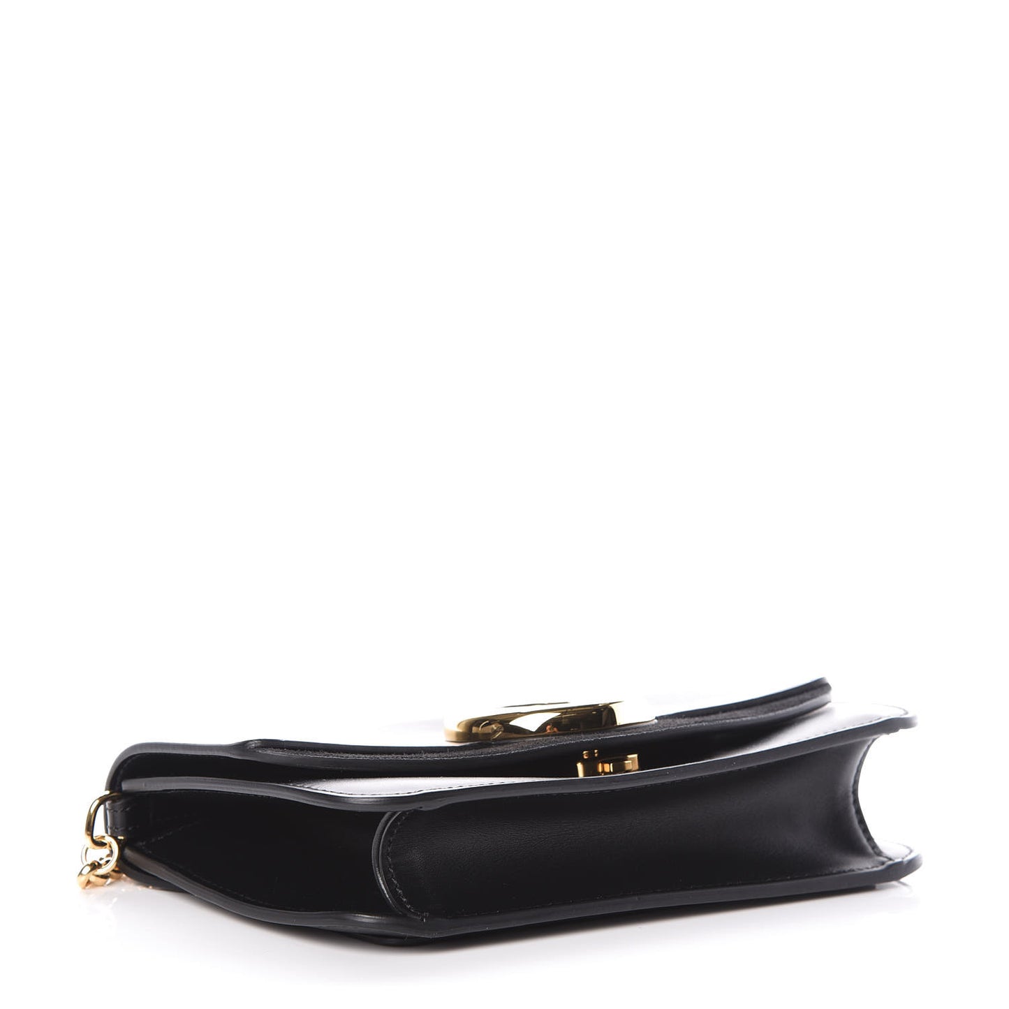 Calfskin Suede C Clutch With Chain Black