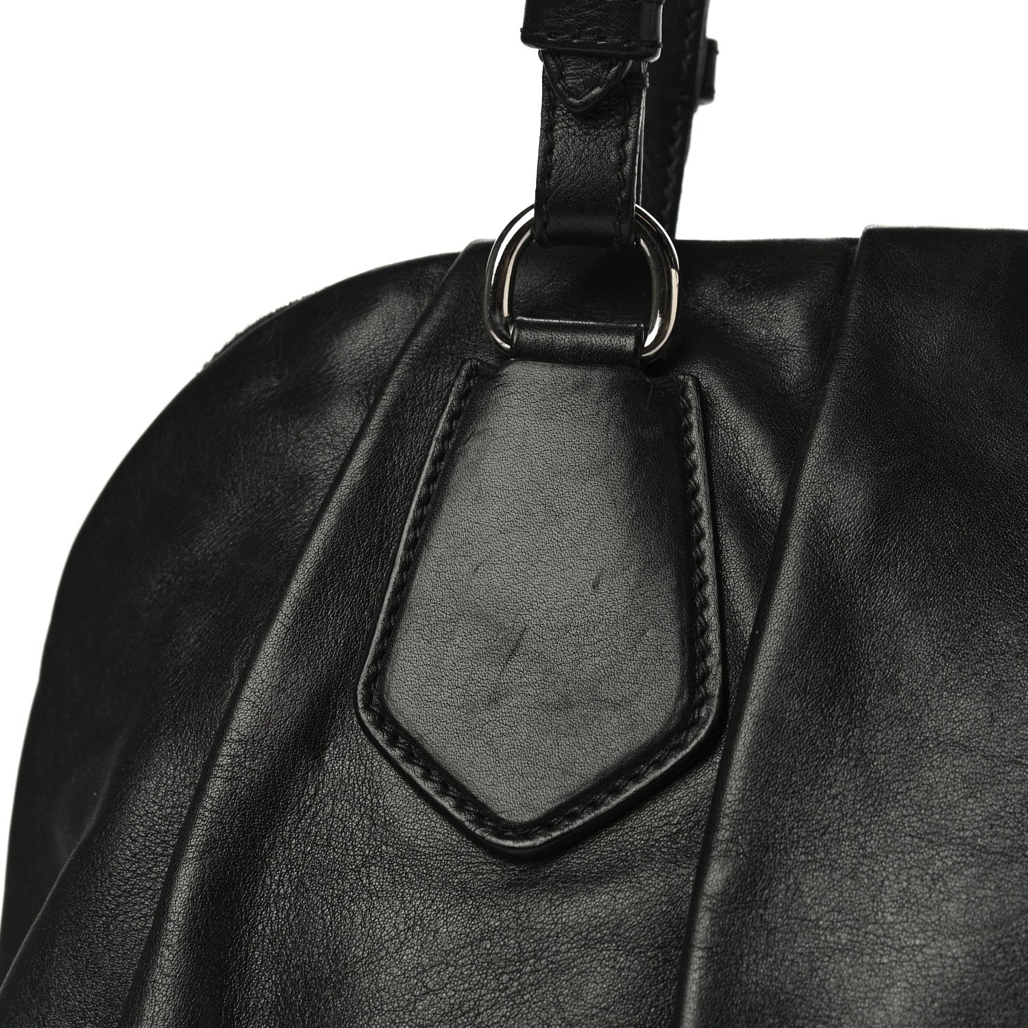 Prada Soft Calf Pleated Tote Black 16 of 21