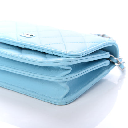 Chanel Lambskin Quilted Mini Wallet On Chain WOC Neon Blue 9 of 10