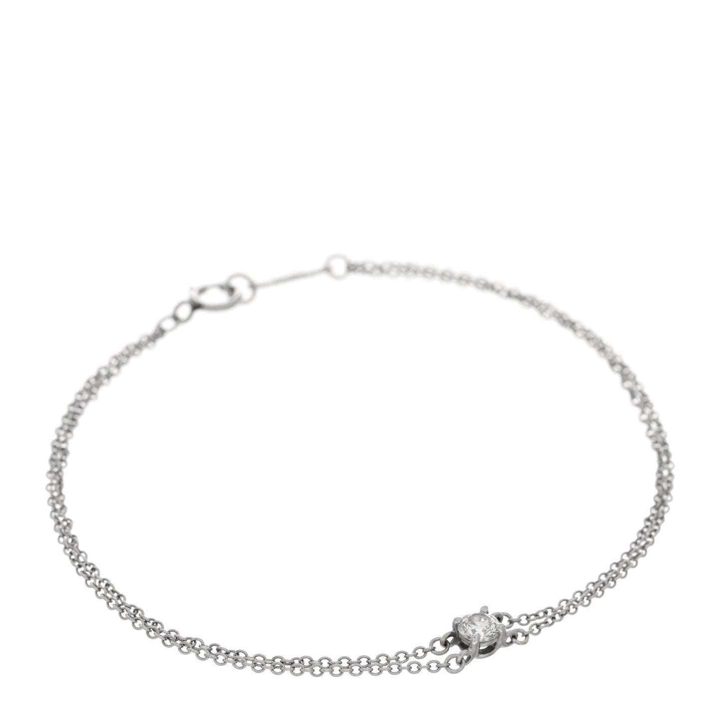 Platinum Diamond .17ct Double Chain Solitaire Bracelet