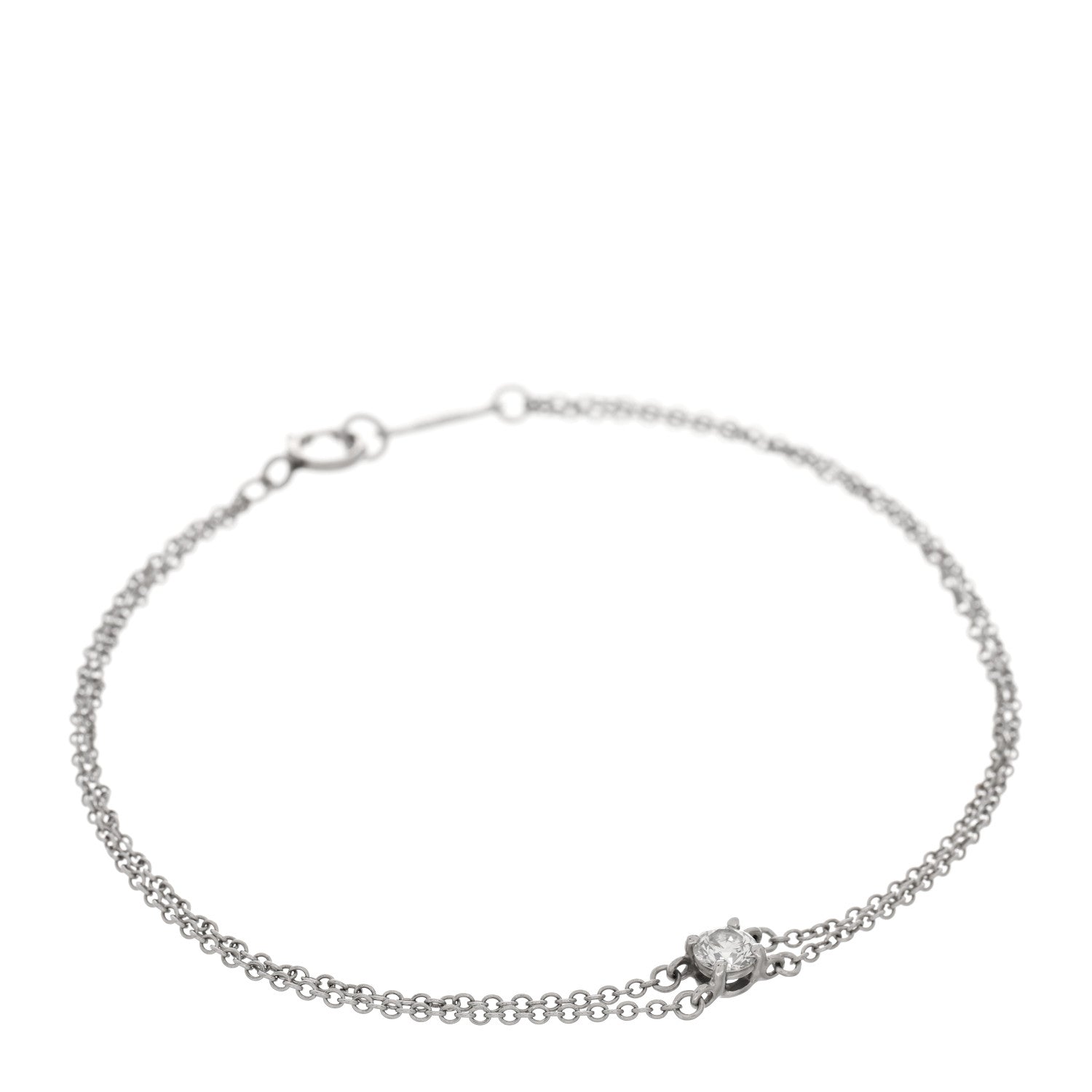 Tiffany Platinum Diamond .17ct Double Chain Solitaire Bracelet 1 of 3
