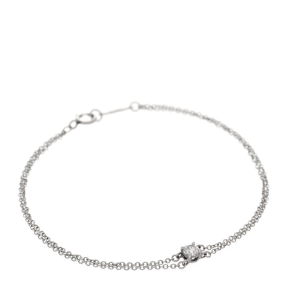 Tiffany Platinum Diamond .17ct Double Chain Solitaire Bracelet 1 of 3