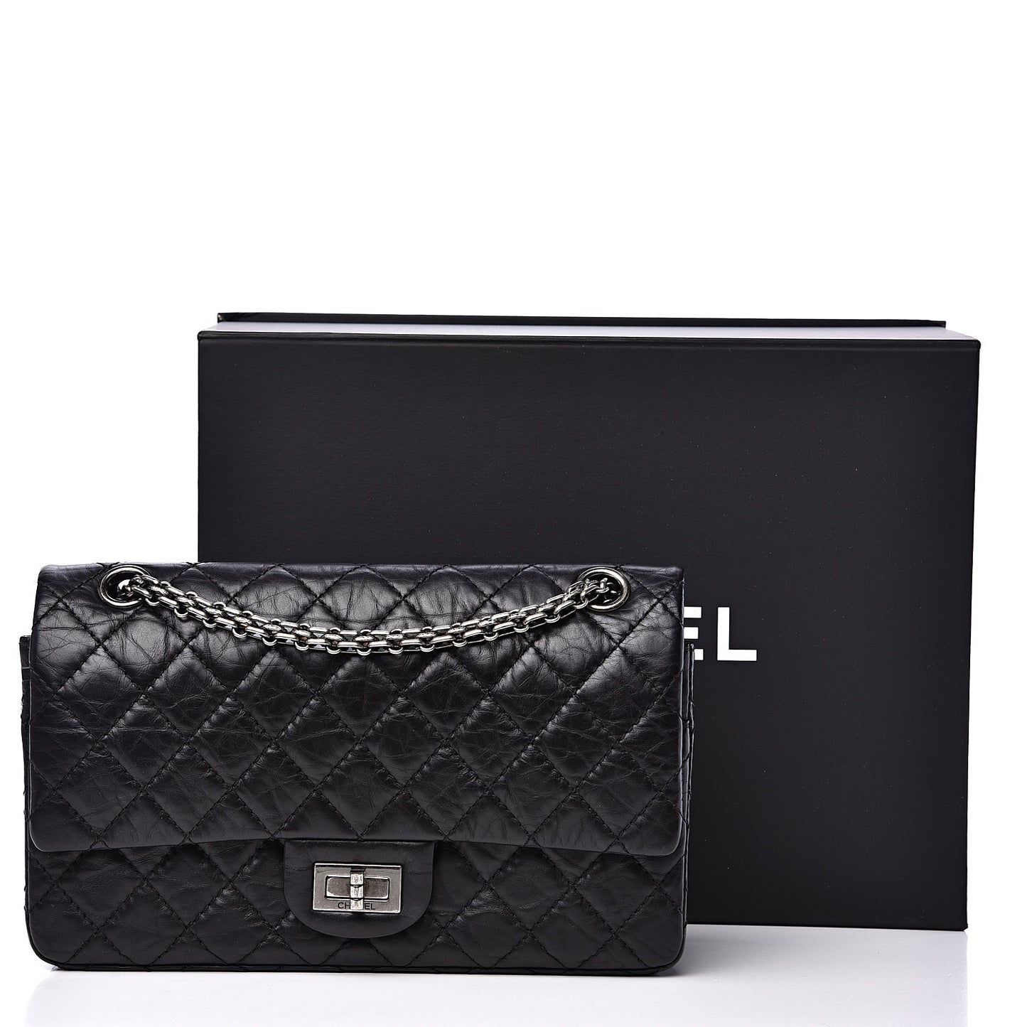 Aged Calfskin Quilted 2.55 Reissue 225 Flap Black
