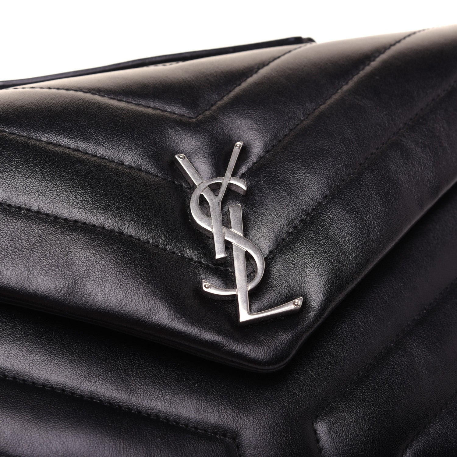 Saint Laurent Calfskin Y Quilted Monogram Small Loulou Chain Satchel Black 17 of 19