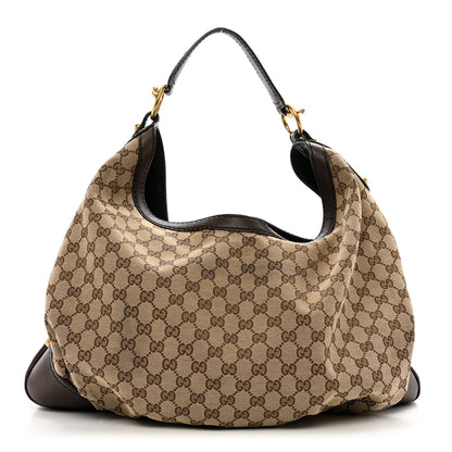 Gucci Monogram Large Jockey Hobo Dark Brown 1 of 12