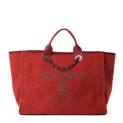 Chanel Lurex Boucle Medium Deauville Tote Red 1 of 10