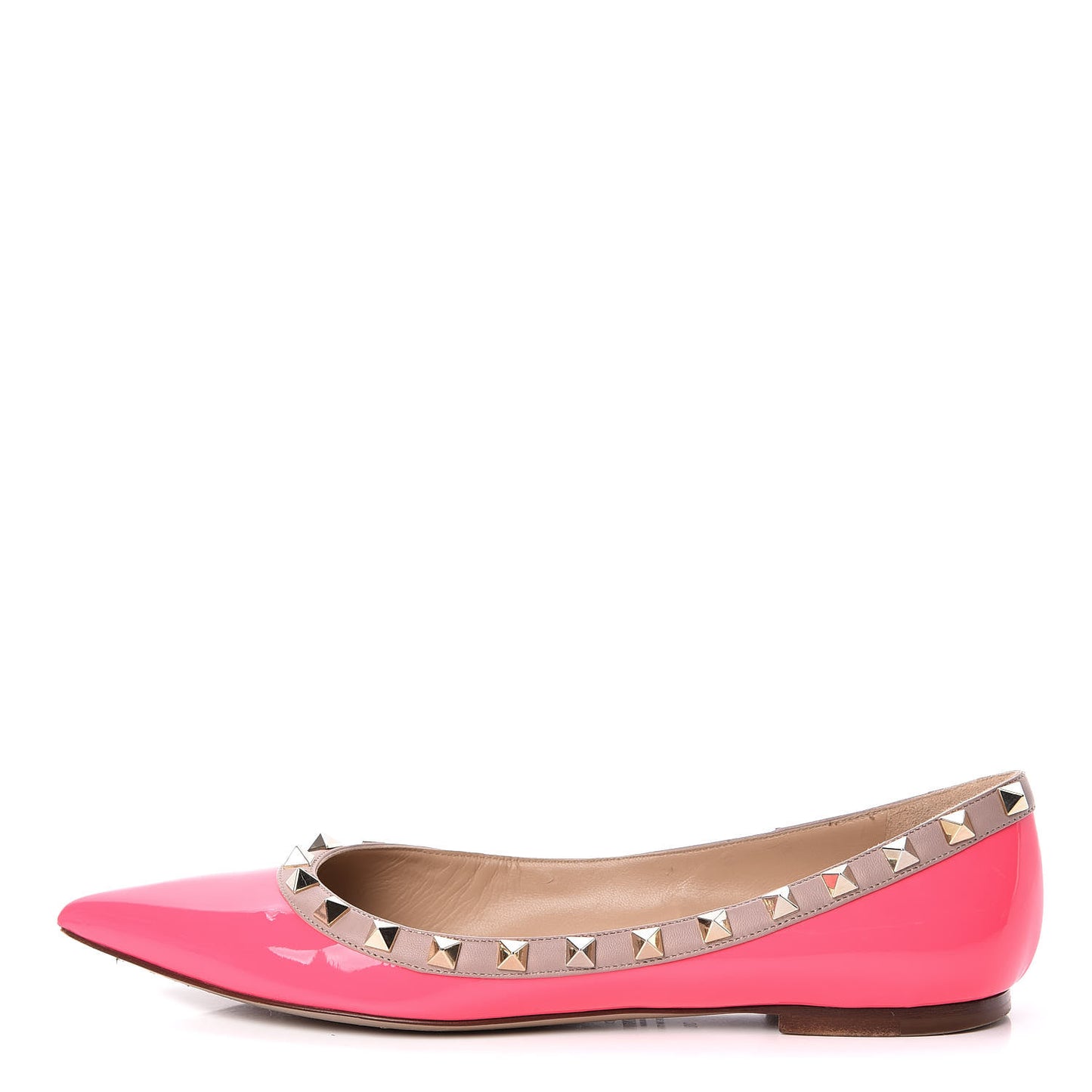 Patent Nappa Rockstud Ballerina Flats 38 Fuxia Fluo Poudre
