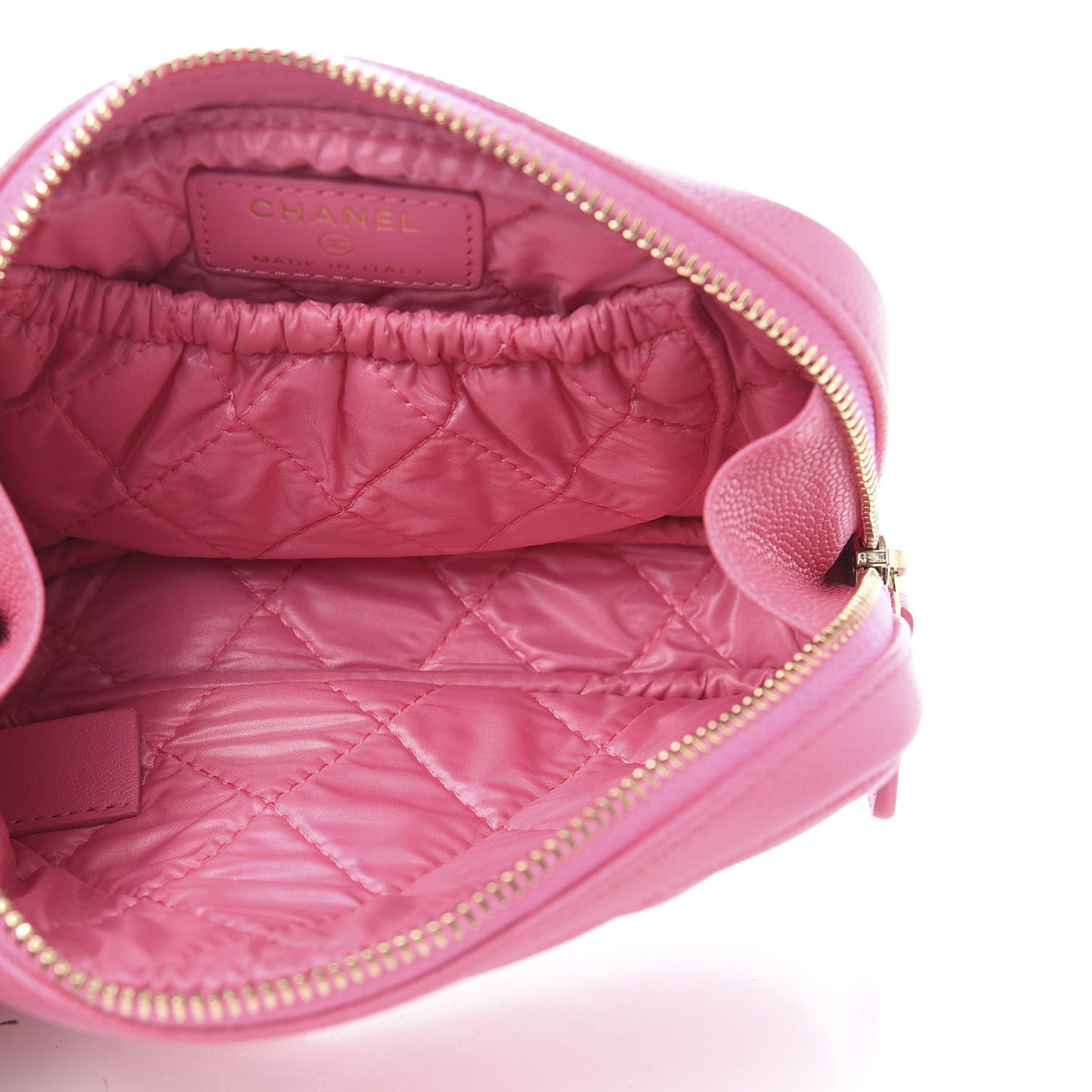 Caviar Quilted Small Curvy Pouch Cosmetic Case Pink