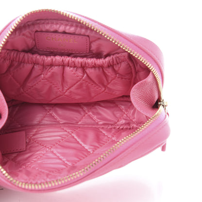 Chanel Caviar Quilted Small Curvy Pouch Cosmetic Case Pink 5 of 10