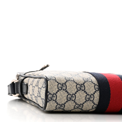 Gucci GG Supreme Monogram Textured Dollar Calfskin Web Small Ophidia Messenger Bag Beige Blue 9 of 11