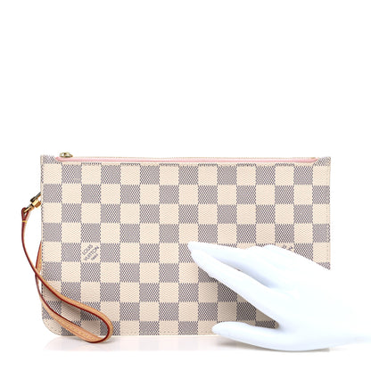 Louis Vuitton Damier Azur Neverfull MM GM Pochette Rose Ballerine 2 of 8