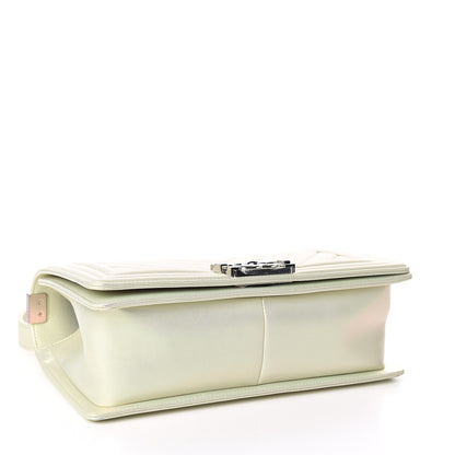 Chanel Iridescent Lambskin Chevron Quilted Medium Boy Flap Green 4 of 10
