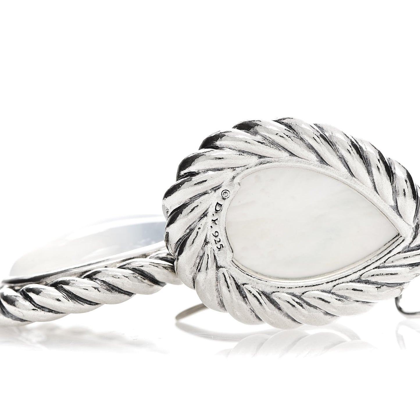 Sterling Silver Moon Quartz Cable Drop Earrings