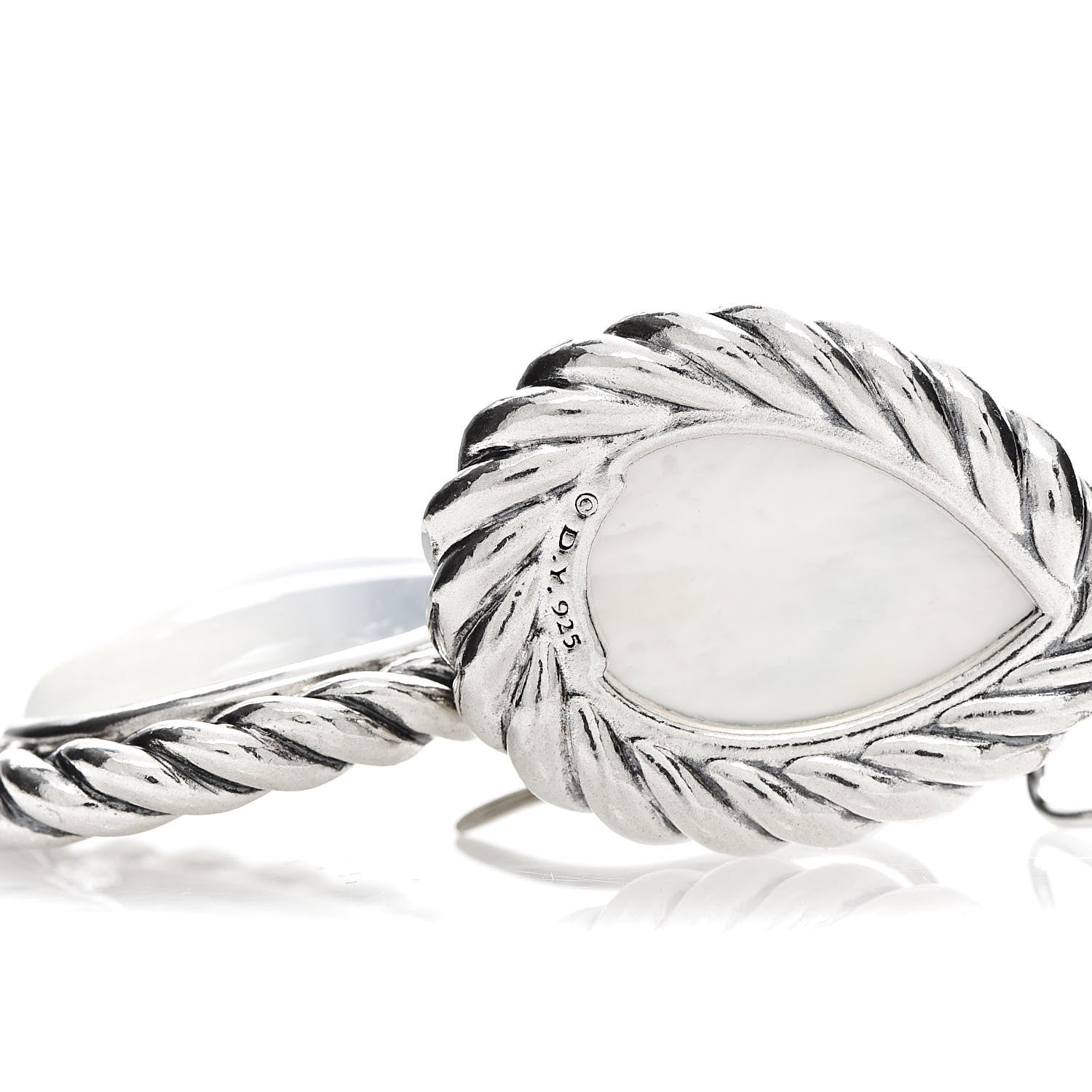 David Yurman Sterling Silver Moon Quartz Cable Drop Earrings 4 of 4