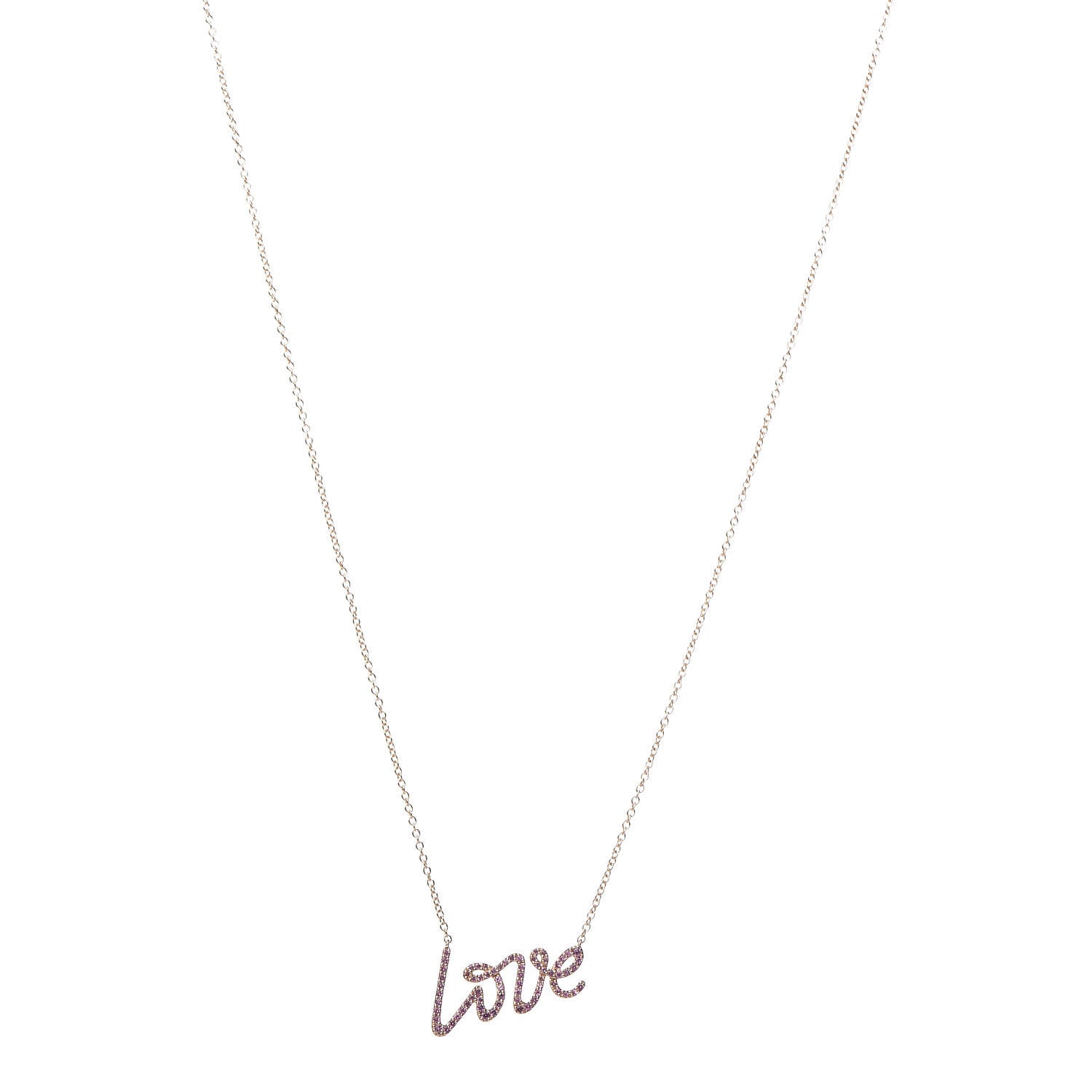 Tiffany 18K Rose Gold Pink Sapphire Palomas Graffiti Love Pendant Necklace 1 of 7
