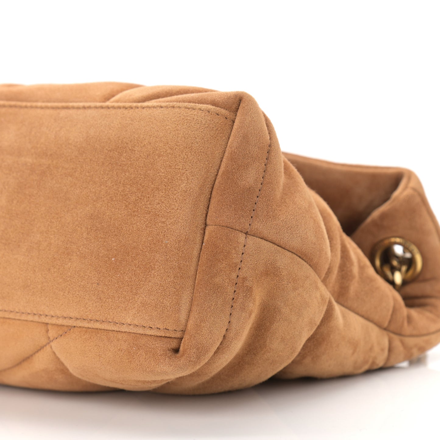 Suede Calfskin Quilted Small Loulou Puffer Monogram Chain Satchel Cinnamon