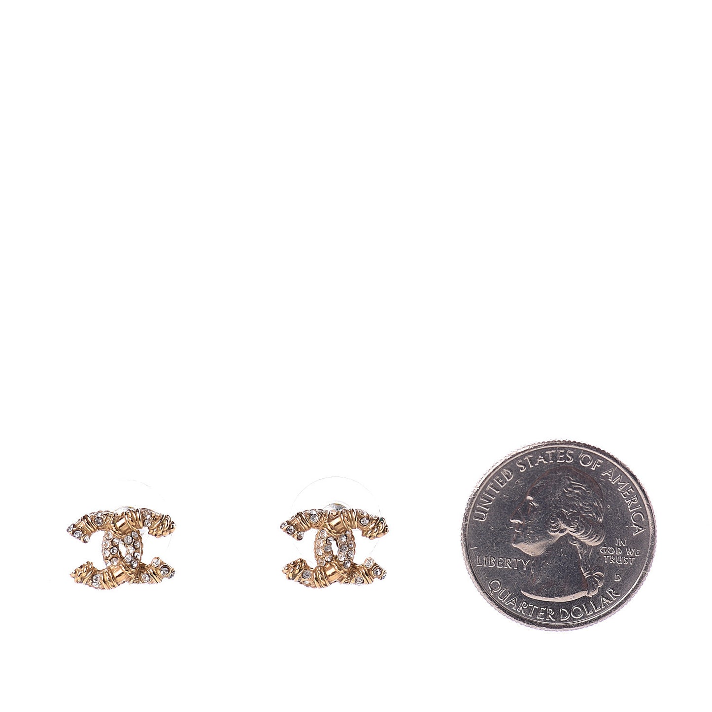 Crystal Twisted CC Earrings Gold
