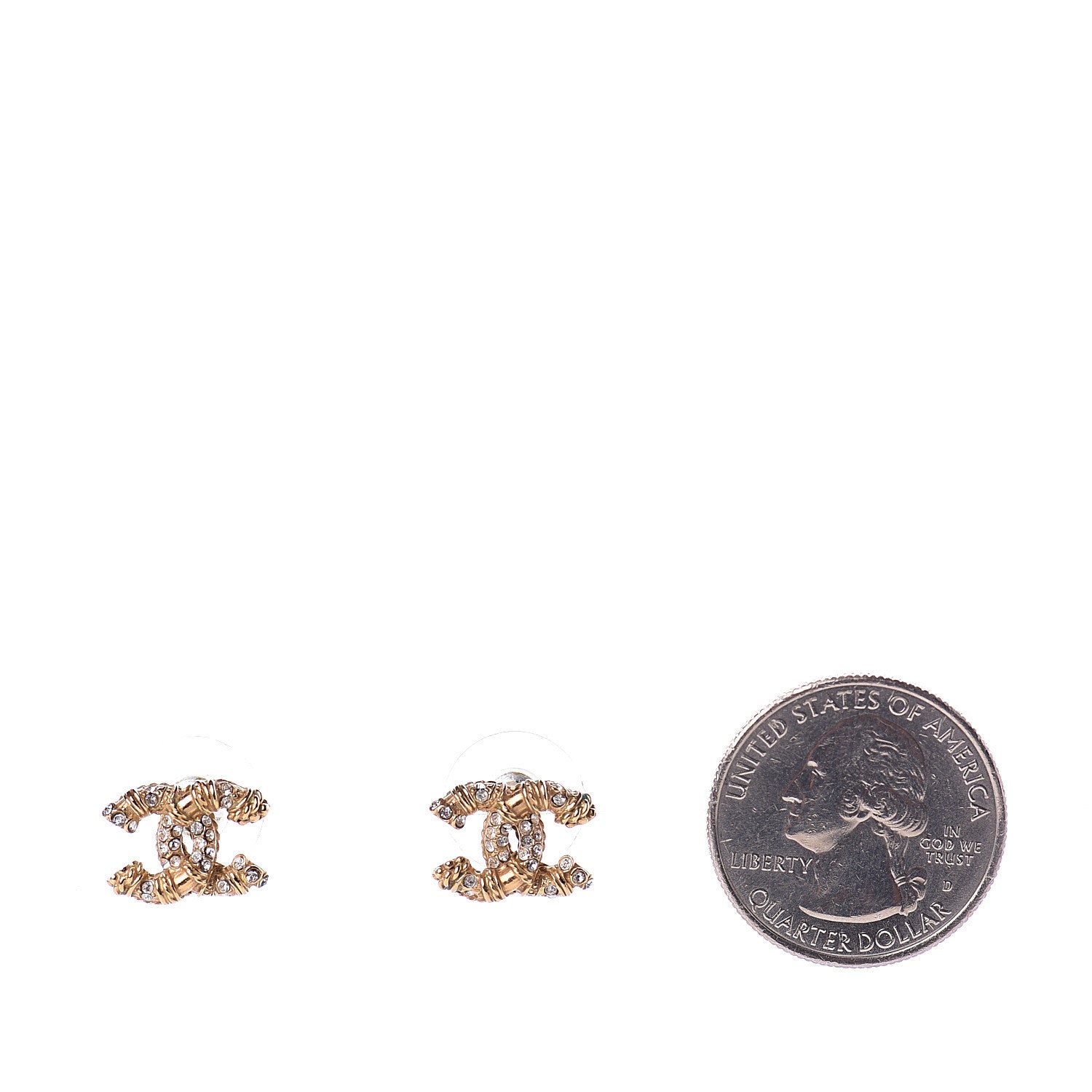 Chanel Crystal Twisted CC Earrings Gold 2 of 5