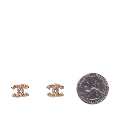 Chanel Crystal Twisted CC Earrings Gold 2 of 5