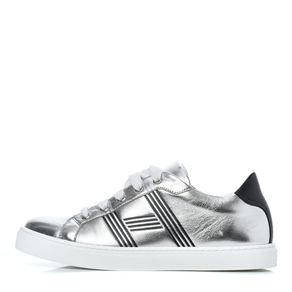 Hermes Metallic Calfskin Womens Avantage Sneakers 36.5 Gris Argente Black 1 of 22
