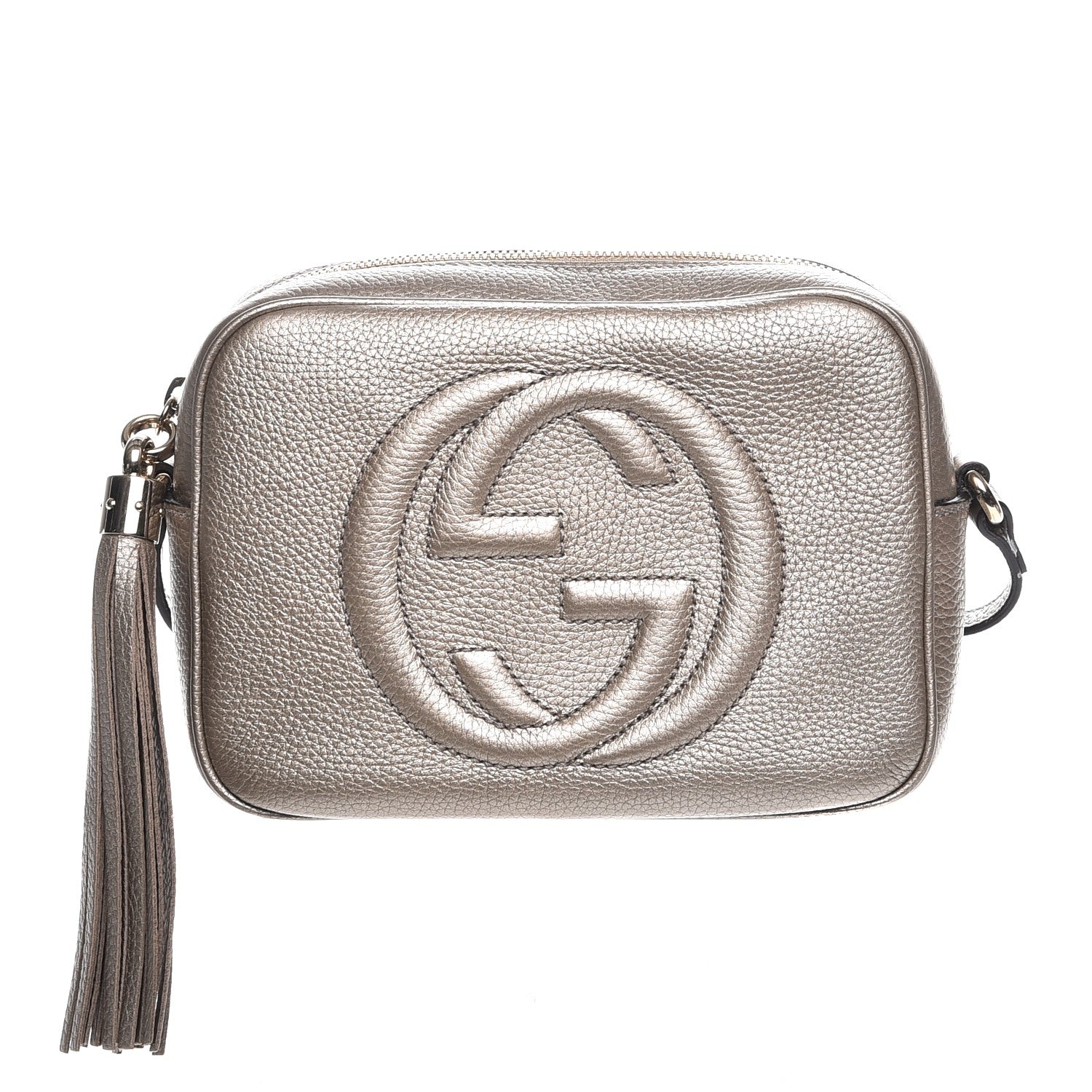 Gucci Metallic Pebbled Calfskin Small Soho Disco Bag Golden Beige 1 of 7