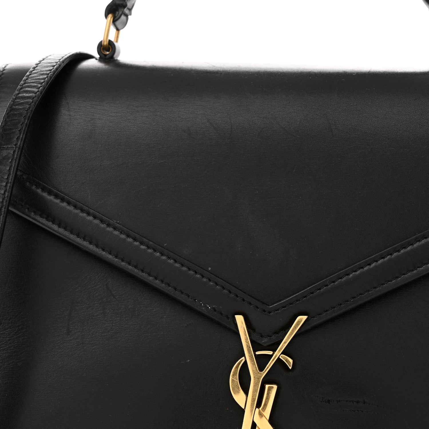 Saint Laurent Smooth Calfskin Medium Classic Monogram Cassandra Top Handle Black Rouge Legion 17 of 25