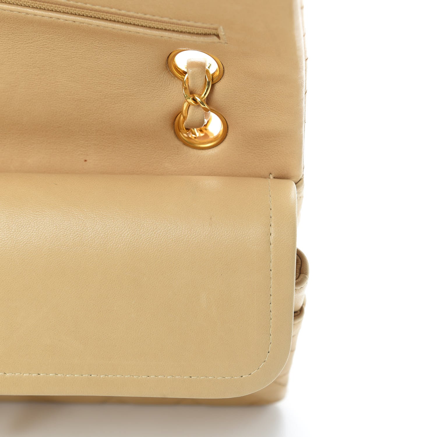 Chanel Lambskin Quilted Medium Double Flap Beige 13 of 17