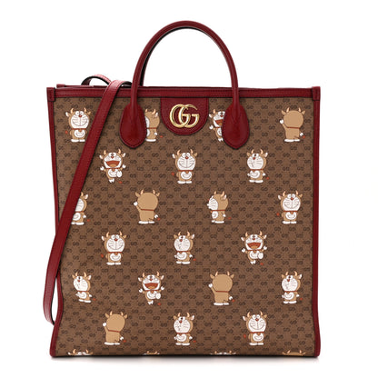Gucci X DORAEMON Vintage Mini GG Supreme Monogram Medium Tote Bag Beige Cherry Red 1 of 10