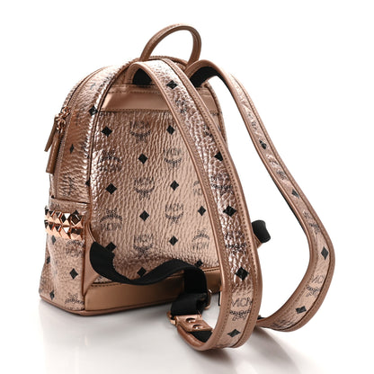 MCM Metallic Visetos Mini Side Stud Stark Backpack Champagne Gold 3 of 9