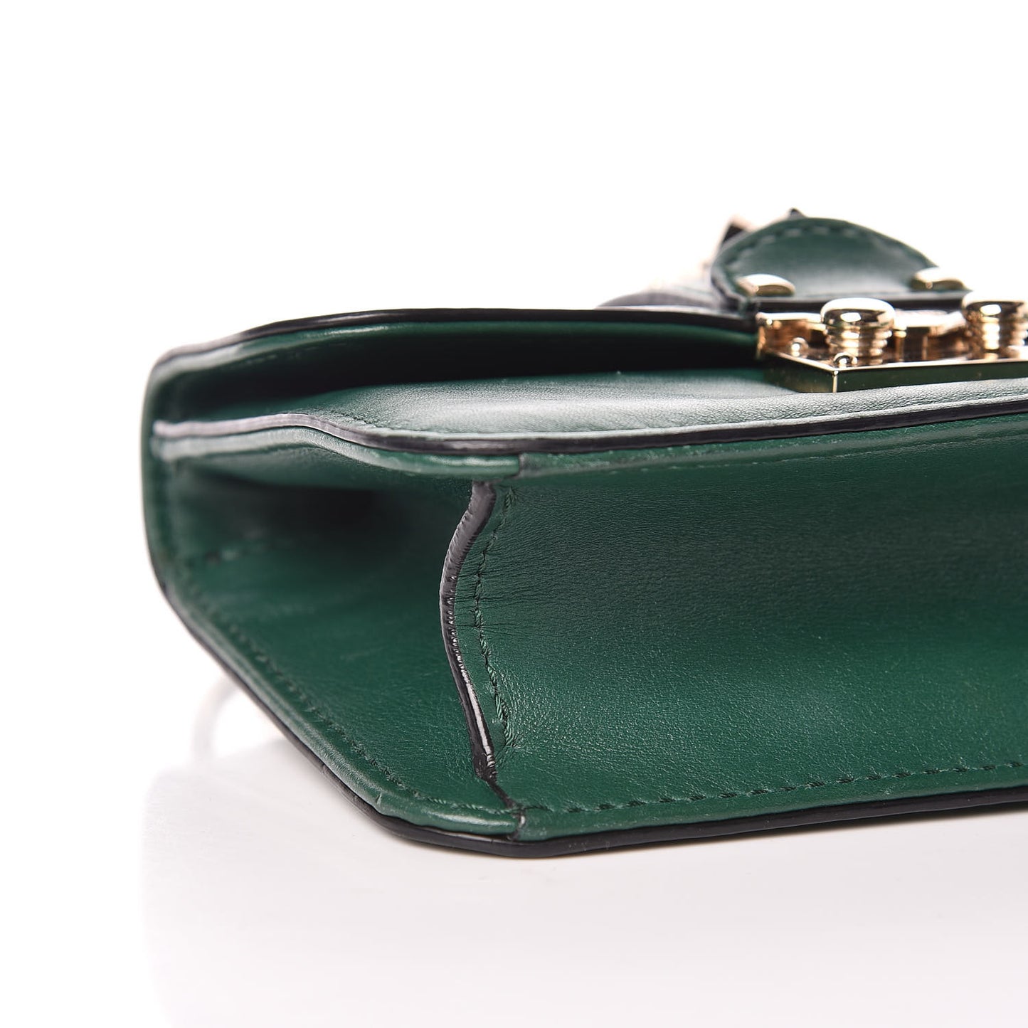 Vitello Mini Glam Lock Rockstud Flap Green